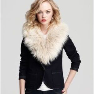 Juicy Couture wool blend removable fur blazer S